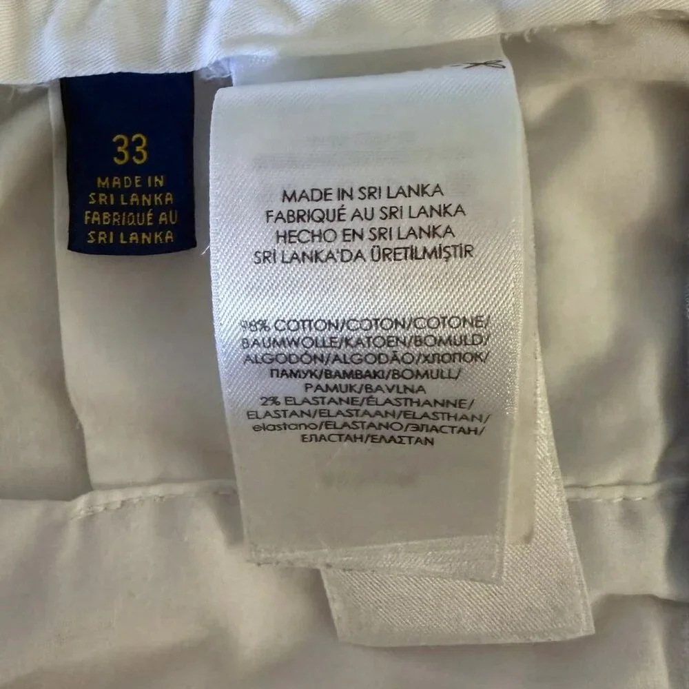 Polo Ralph Lauren Chino Short White Men's 33 Stretch Classic-Fit Preppy Vacation
